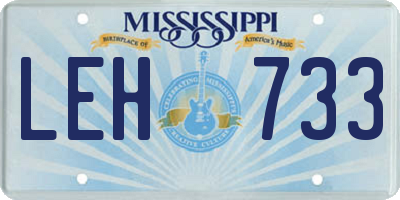 MS license plate LEH733