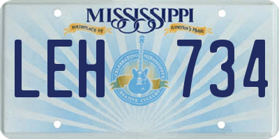 MS license plate LEH734