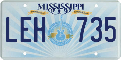 MS license plate LEH735
