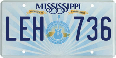 MS license plate LEH736