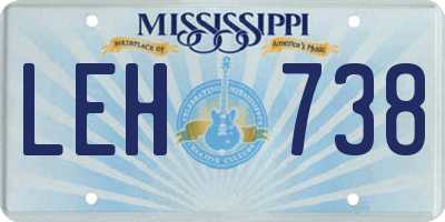 MS license plate LEH738