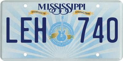 MS license plate LEH740