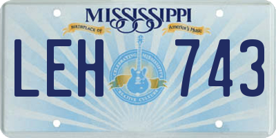 MS license plate LEH743