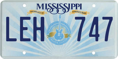 MS license plate LEH747