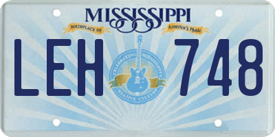 MS license plate LEH748