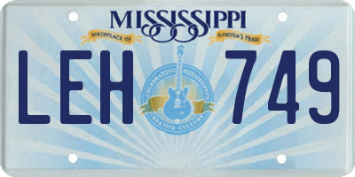 MS license plate LEH749