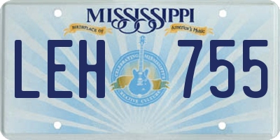 MS license plate LEH755