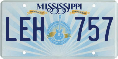 MS license plate LEH757