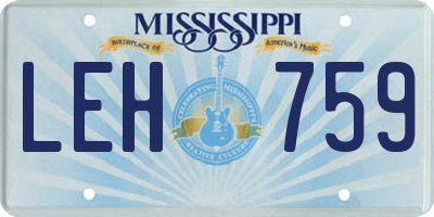MS license plate LEH759