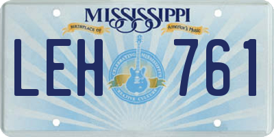 MS license plate LEH761