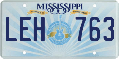 MS license plate LEH763