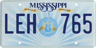 MS license plate LEH765