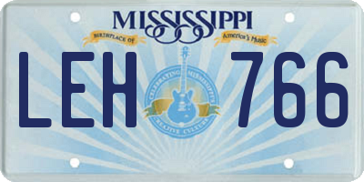 MS license plate LEH766