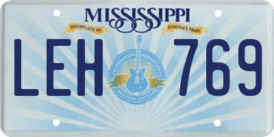 MS license plate LEH769