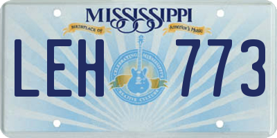 MS license plate LEH773