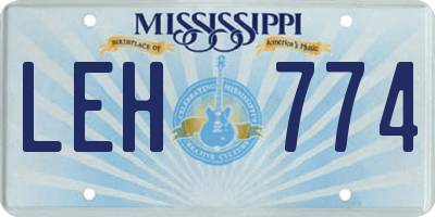 MS license plate LEH774