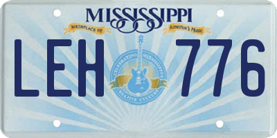 MS license plate LEH776
