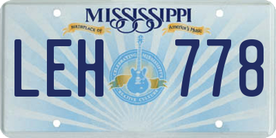 MS license plate LEH778