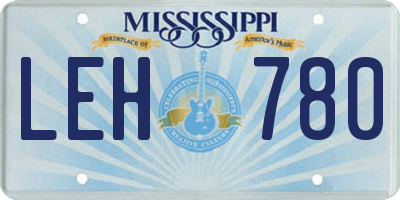 MS license plate LEH780