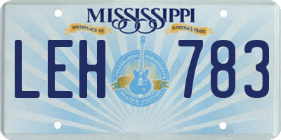 MS license plate LEH783