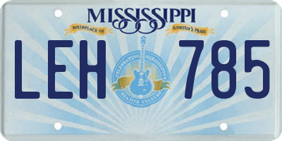 MS license plate LEH785