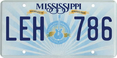 MS license plate LEH786