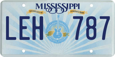MS license plate LEH787