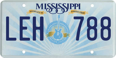 MS license plate LEH788