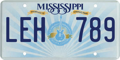 MS license plate LEH789