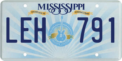 MS license plate LEH791