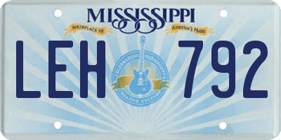 MS license plate LEH792