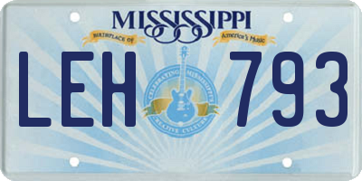 MS license plate LEH793