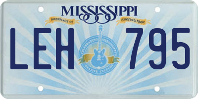 MS license plate LEH795