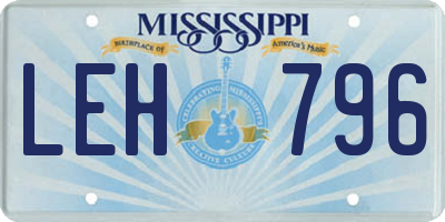 MS license plate LEH796