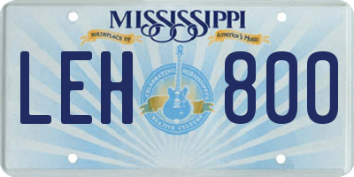 MS license plate LEH800