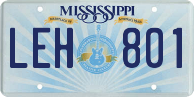 MS license plate LEH801