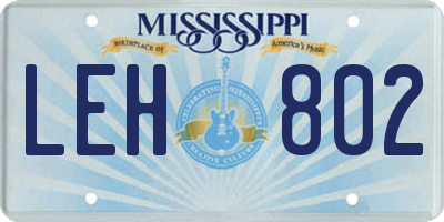 MS license plate LEH802