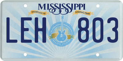 MS license plate LEH803