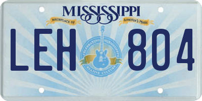 MS license plate LEH804