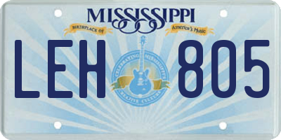 MS license plate LEH805