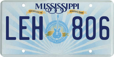 MS license plate LEH806