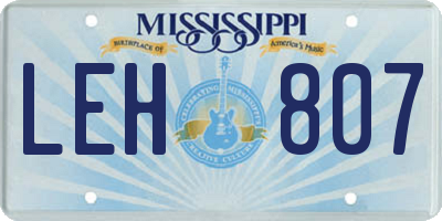 MS license plate LEH807