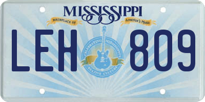 MS license plate LEH809