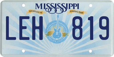 MS license plate LEH819