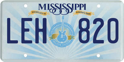 MS license plate LEH820