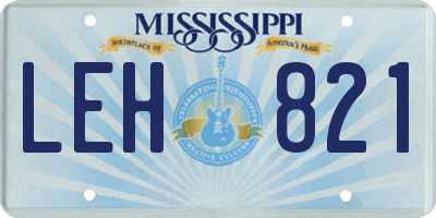 MS license plate LEH821