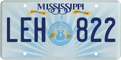 MS license plate LEH822