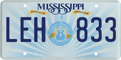 MS license plate LEH833