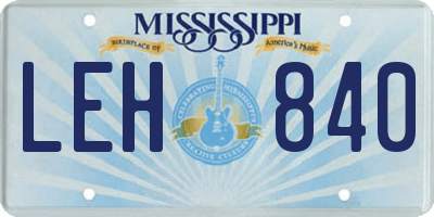 MS license plate LEH840