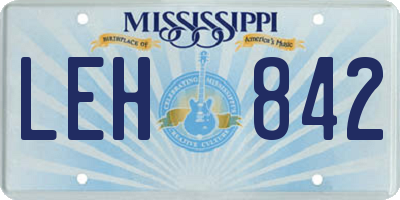 MS license plate LEH842